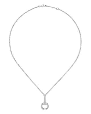 18K White Gold Diamond Horsebit Necklace, 16.5"