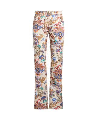 Printed High Rise Straight Jeans