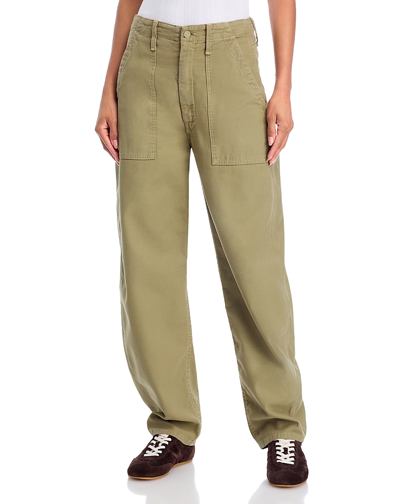 Mother The Fangirl Fatigue Flood Jeans In Sir Yes Sir Dried Herb In Green