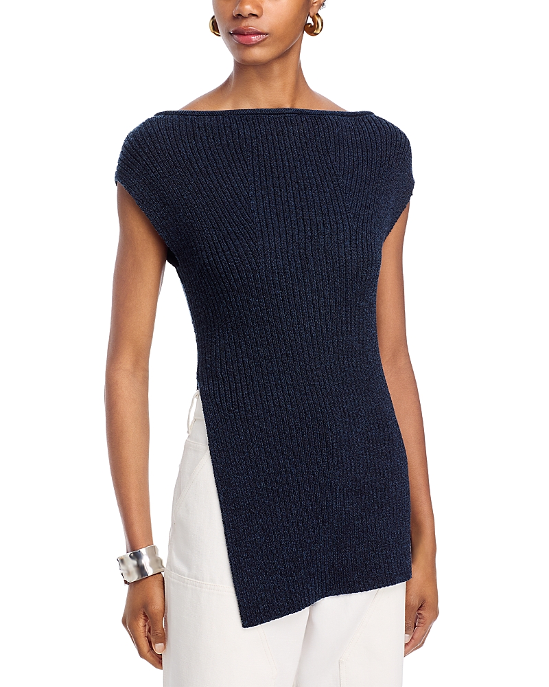 A.l.c Millie Asymmetric Ribbed Sweater Top In Blue