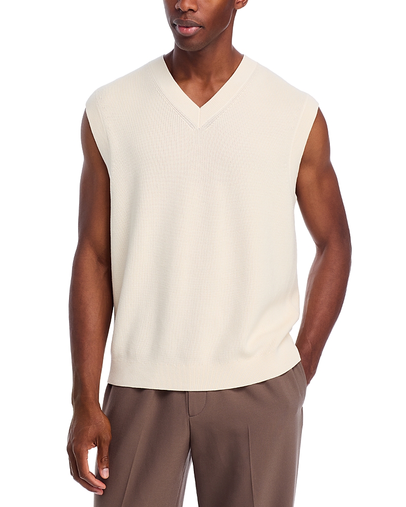 Theory V-neck Sweater Vest In Neutral