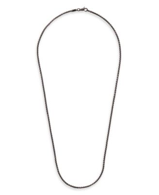 Sterling Silver with Satin Matte Black Rhodium Classic Chain Necklace, 26"