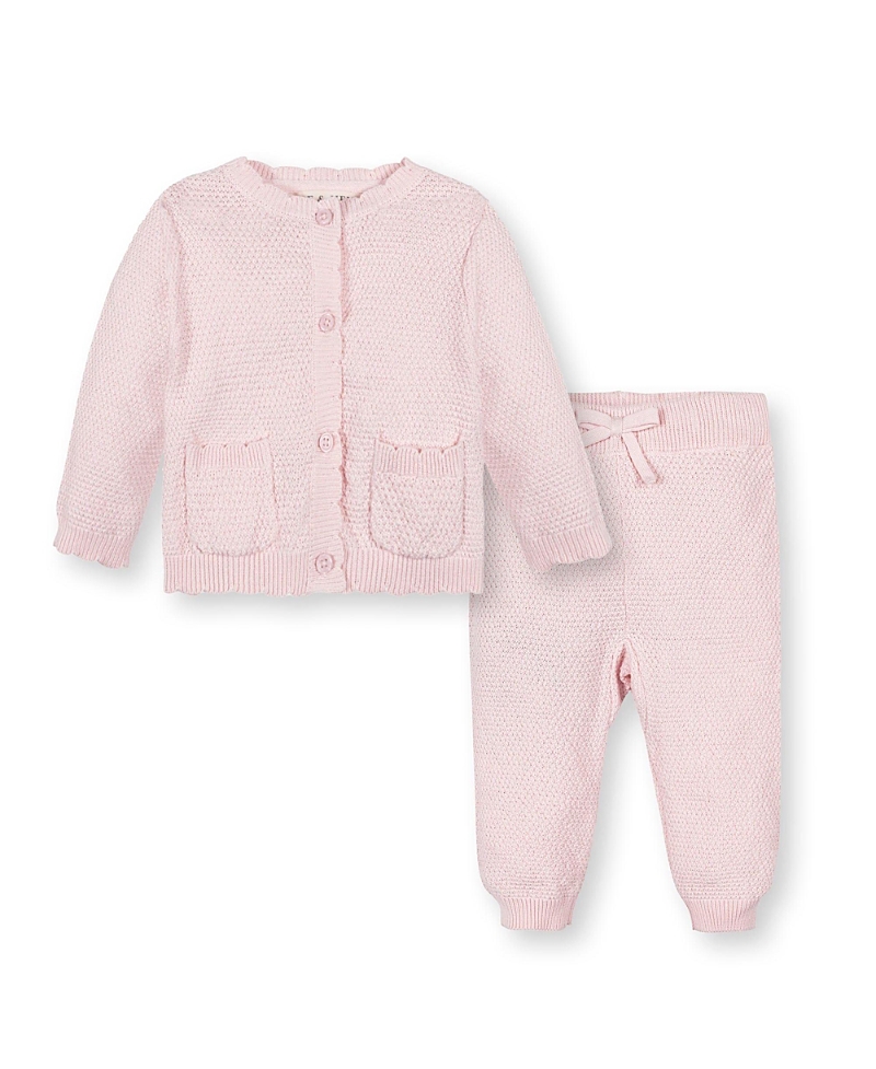 Hope & Henry Unisex Organic Long Sleeve Scallop Edge Cardigan & Legging Sweater Set - Baby