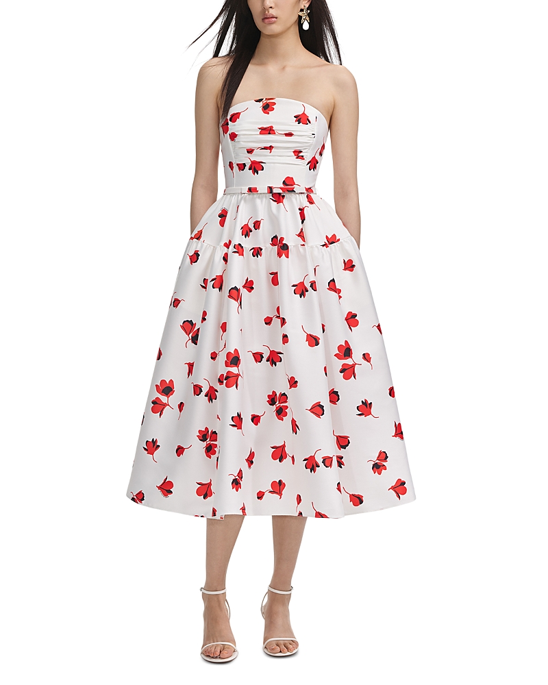 Self-portrait Floral-print Midi Dress With Fitted Bodice