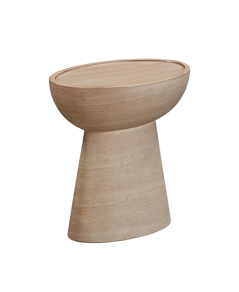 Tov Furniture Eclipse Textured Faux Travertine Indoor / Outdoor Side Table In Neutral