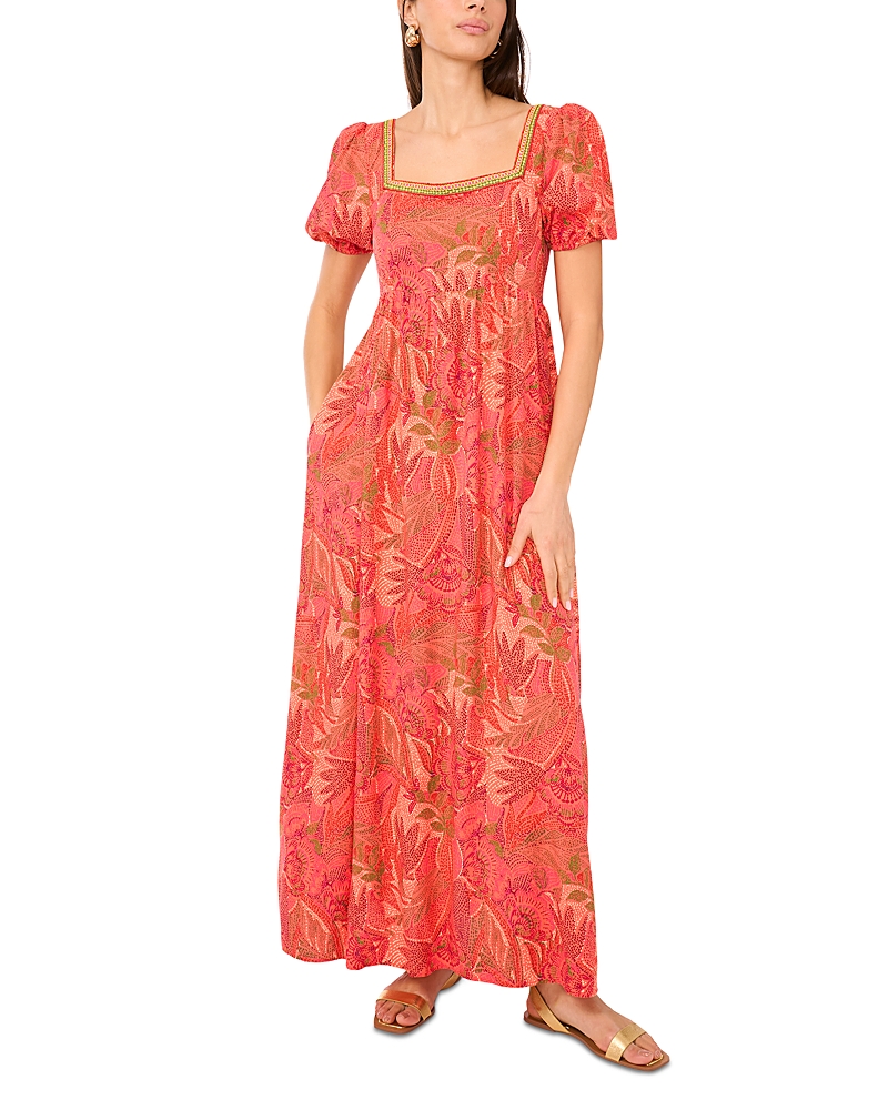Vince Camuto Square Neck Puff Sleeve Empire Waist Maxi Dress