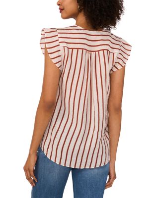 V Neck Ruffle Sleeve Blouse 