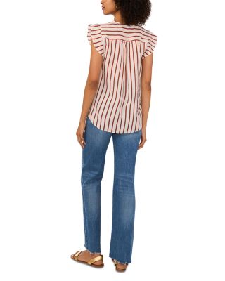 V Neck Ruffle Sleeve Blouse 