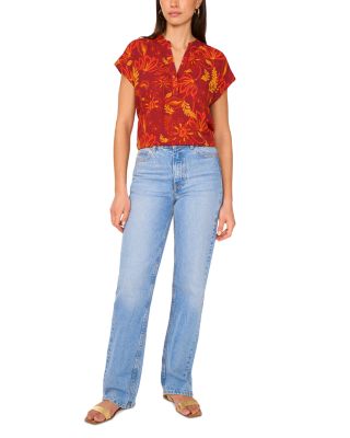 V Neck Front Placket Blouse