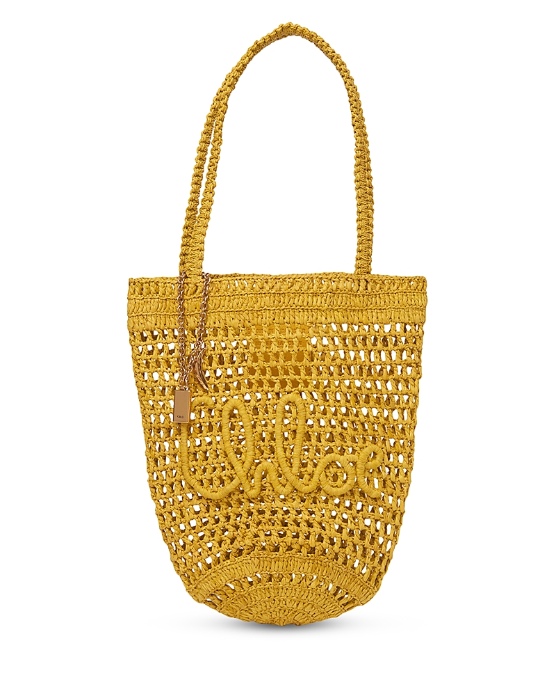 Chloe Summer Banana Raffia Small Tote · OS