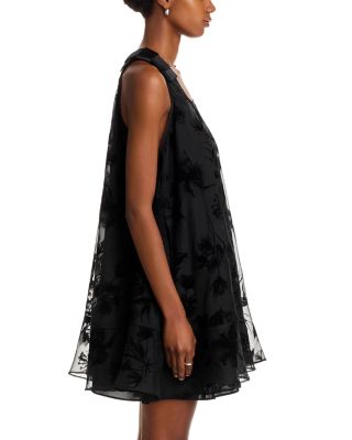 Flocked Organza Sleeveless Trapeze Dress