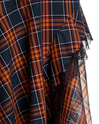 Draped Organza Combo Midi Skirt