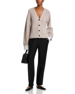 Cable Knit V Neck Boyfriend Cardigan