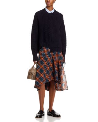 Cable Knit Double Layer Wool Sweater