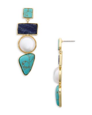 AQUA - Statement Stone Linear Earrings - Exclusive