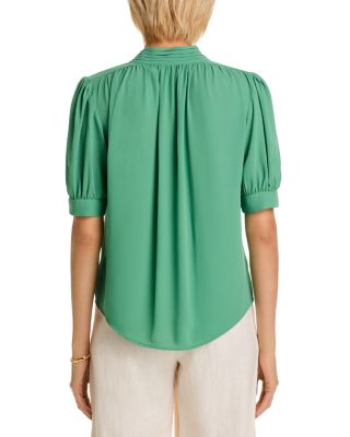 Short Sleeve Split Neck Blouse