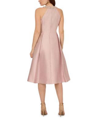 Pearl Halter Collar Mikado Dress