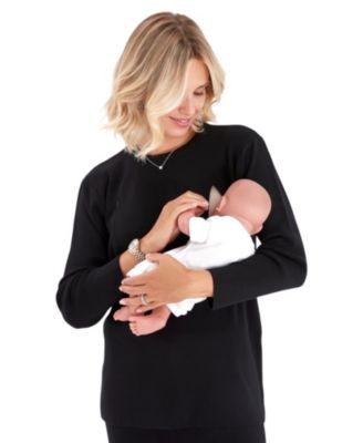 Effortless Elegance Set with Rib Side Zip Long Sleeve Materity/Nursing Top &amp; Lounge Pants
