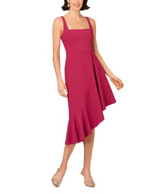 Stretch Crepe Asymmetric Midi Dress