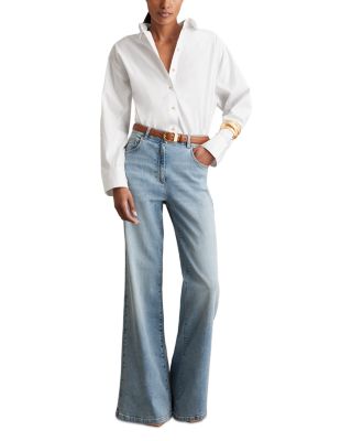 Bonnie Mid Rise Flare Jeans in Light Blue