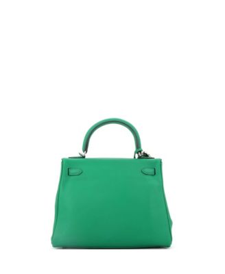 Kelly 25 Handbag Green Swift with Palladium Hardware