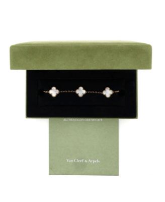 Vintage Alhambra 5 Motifs Bracelet 18K Gold and Mother of Pearl