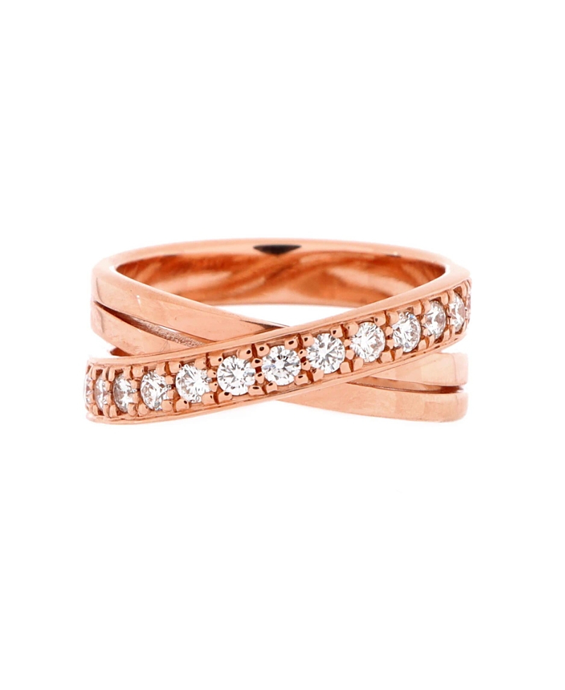 Pre-owned Pre-owned Cartier Cartier Etincelle De Cartier Crossover Ring 18k Rose Gold And Diamonds In Pink