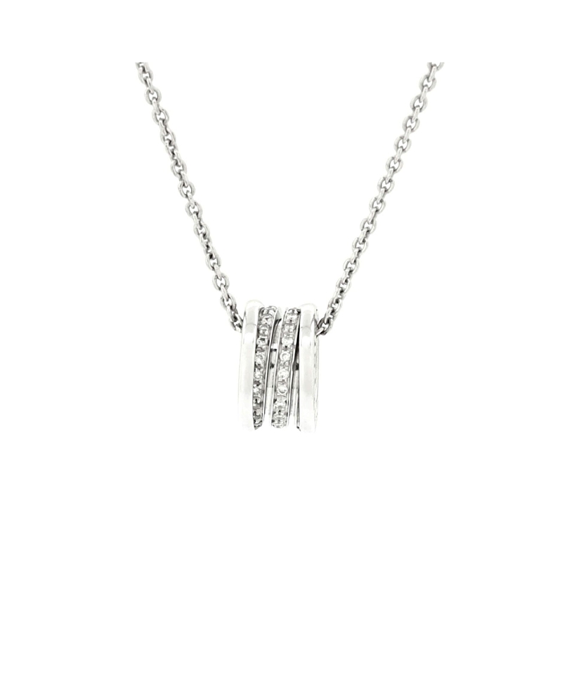 Pre-owned Pre-owned Bvlgari Bvlgari B. Zero1 Pendant Necklace 18k White Gold With Diamonds
