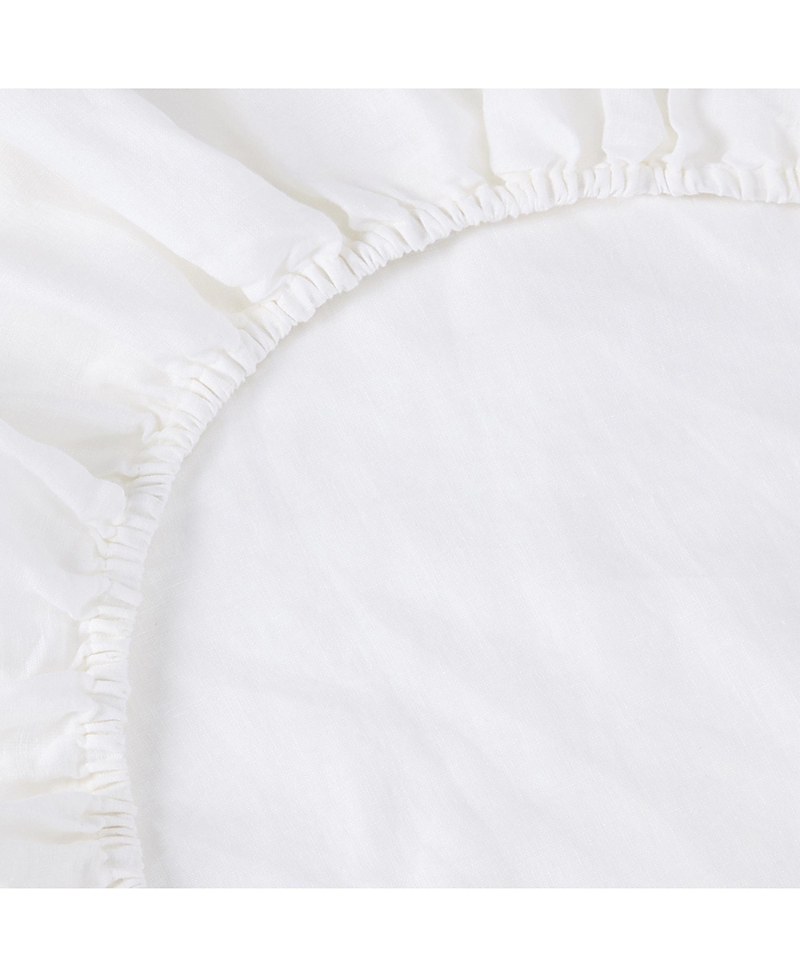 Piglet In Bed Washed Cotton Percale Fitted Sheet, Twin In White