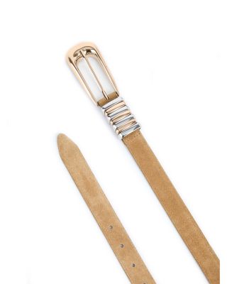 Women's Metal Core Brown Suede Leather Belt