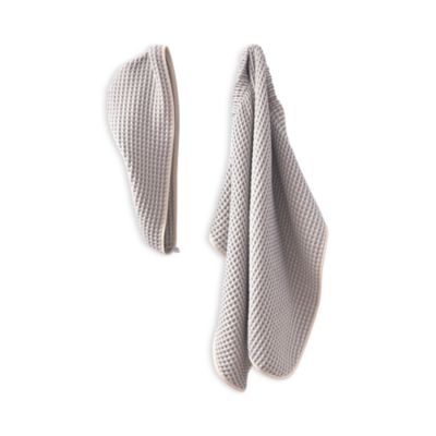 PURE Yarn Dyed Waffle Cotton Body Wrap and Hair Wrap 2-Piece Set