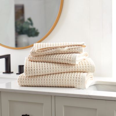 PURE Yarn Dyed Waffle Cotton Bath and Hand Towel 4-Piece Set