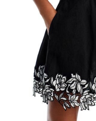 Cotton Linen Lace Trim Mini Skirt - Exclusive