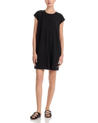 Crinkled Jersey Crewneck Elbow Sleeve Top