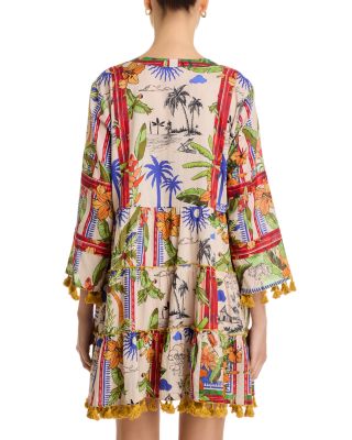Printed Split V Neck Dress