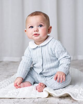 Unisex Organic Peter Pan Collar Button Front Sweater Romper - Baby