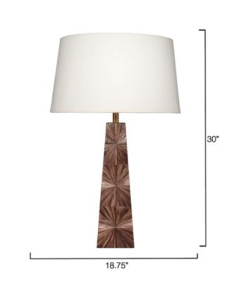 Palm Marquetry Table Lamp with Linen Shade
