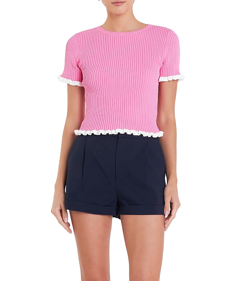 English Factory Women's Ruffle Detailed Knit Top