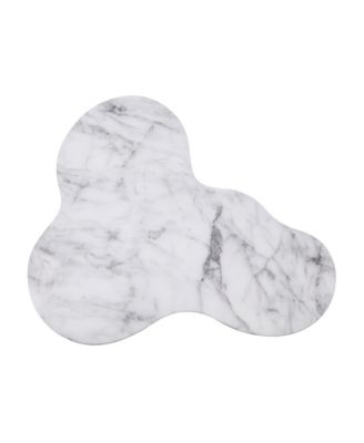  Slab Marble Tall Side Table in White Marble