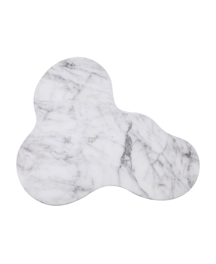Slab Marble Tall Side Table in White Marble