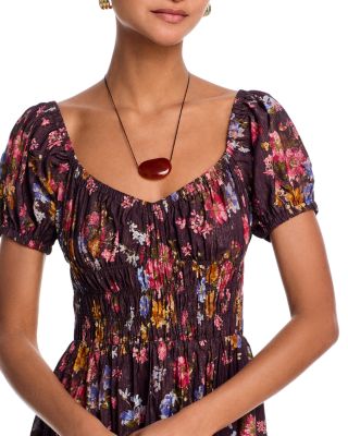 Floral Puff Sleeve Midi Dress - Exclusive 