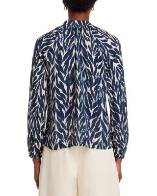 Long Sleeve Shirred Blouse