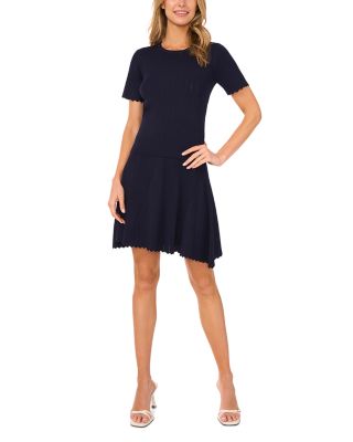 Ted Baker - Short Sleeve Crewneck Keyhole Back Top with Pointelle and Rib