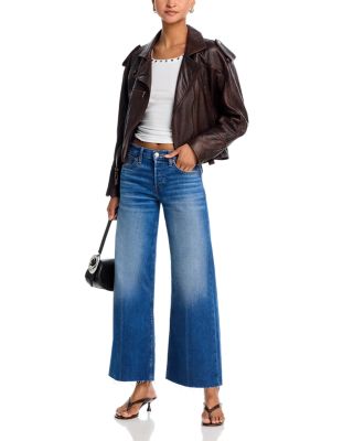 Mid Rise Wide Leg Ankle Jeans in Viper Blue