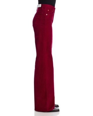 High Rise Wide Leg Jeans  in Beet Cord