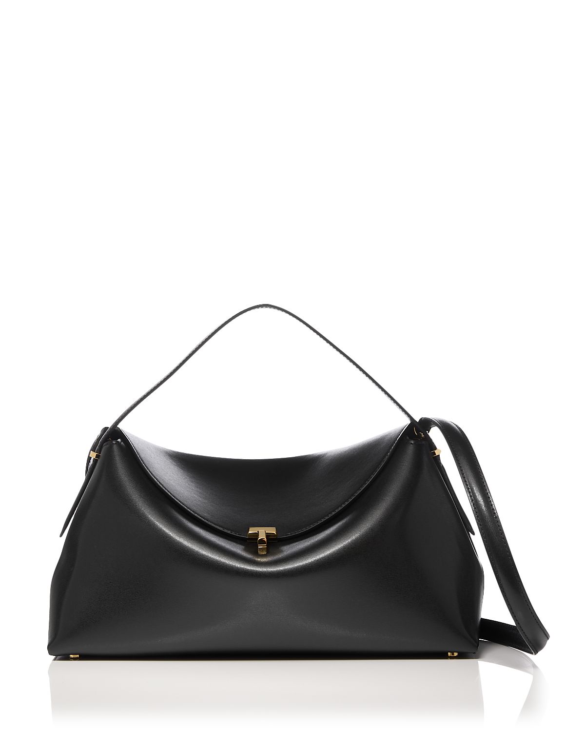Toteme T-Lock Smooth Leather Convertible Top Handle Bag
