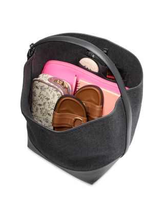 Doubl&eacute; Belted Wool and Leather Trim Tote