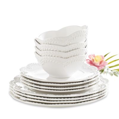 Lenox Chelsea Muse Floral White 12 Piece Dinnerware Set