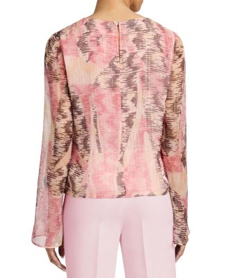 FABI Long Sleeve Top in Printed Silk Chiffon