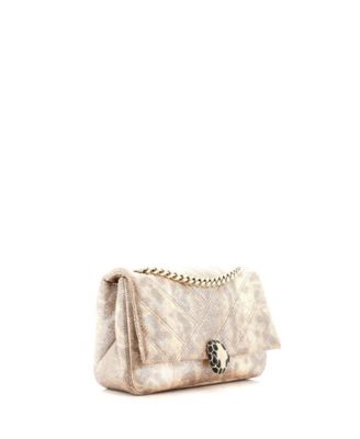 Small Serpenti Cabochon Shoulder Bag Diagonal Quilted Metallic Karung